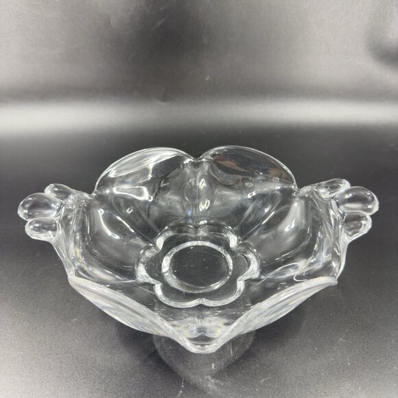 Antique Duncan Miller Glass Clear Dish Bowl Handles Manganese 365nm Green UV VTG - Picture 10 of 10